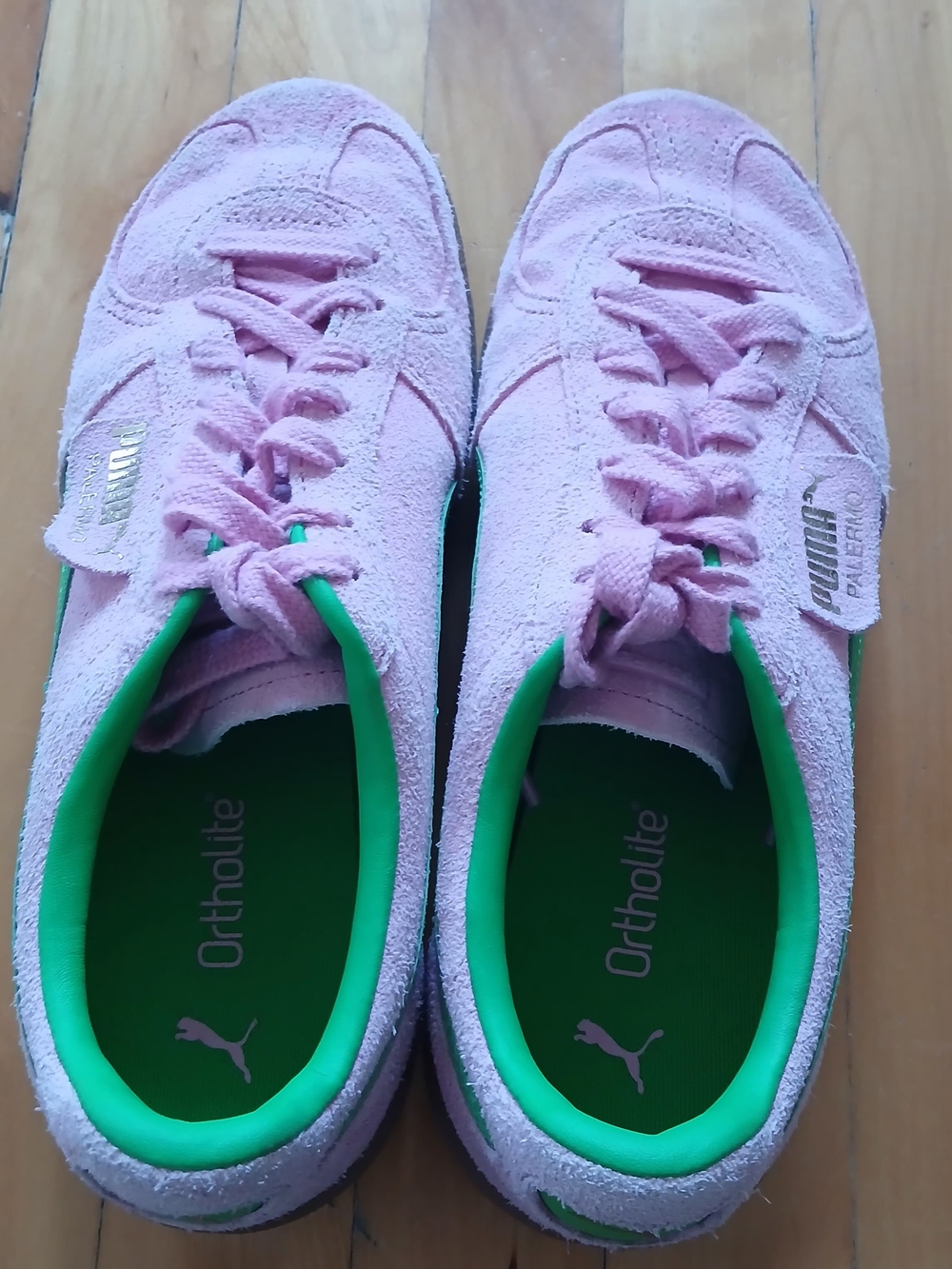 Puma Palermo Suede Sneaker - Pink with Green Accent - Picture 3 of 6